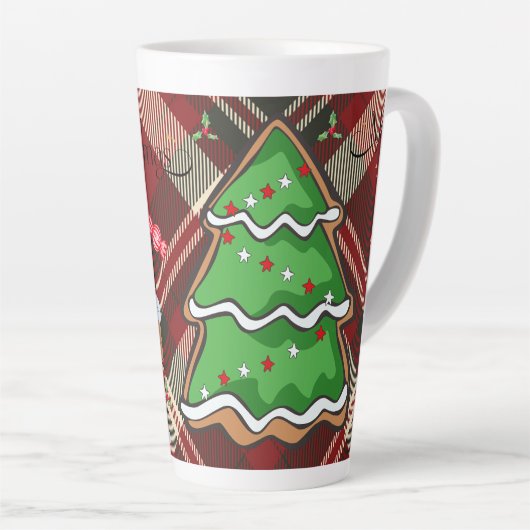 クリスマスツリーのホリデーGIF カフェラテマグ (右アングル)