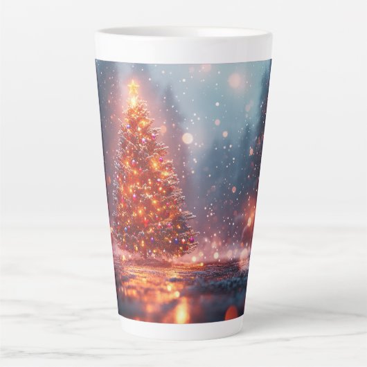 クリスマスツリーのホリデーGIF カフェラテマグ (正面)