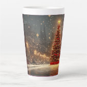 クリスマスツリーのホリデーGIF カフェラテマグ (正面)