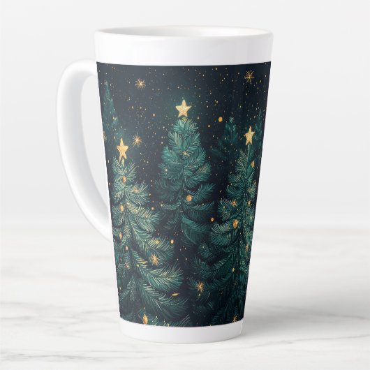 クリスマスツリーのホリデーGIF カフェラテマグ (左アングル)