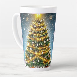 クリスマスツリーのホリデーGIF カフェラテマグ