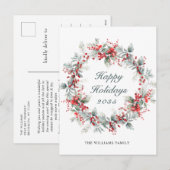 クリスマスツリーのホリーデコレーション シーズンポストカード (正面/裏面)