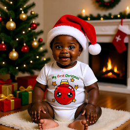 🎄クリスマスツリーのボーブルと私の最初のクリスマス ベビーボディスーツ