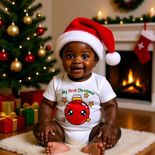 🎄クリスマスツリーのボーブルと私の最初のクリスマス ベビーボディスーツ