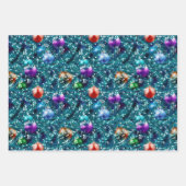 クリスマスツリーのボールパターン ラッピングペーパーシート (正面2)