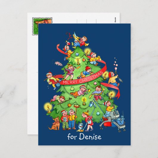 クリスマスツリーのポストカードのクリーニング シーズンポストカード (正面/裏面)