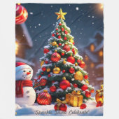 "クリスマスツリーのマジェスティ" フリースブランケット (正面)