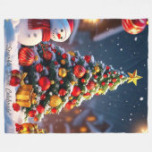 "クリスマスツリーのマジェスティ" フリースブランケット (正面(横))