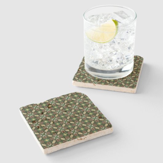 クリスマスツリーのマツ円錐形パターン ストーンコースター (横)