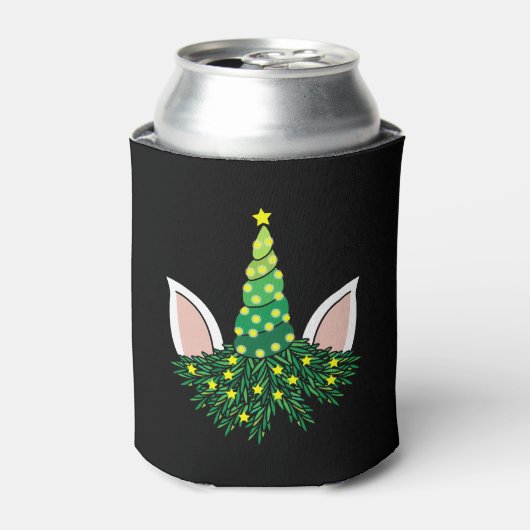 クリスマスツリーのユニコーン 缶クーラー (缶正面)