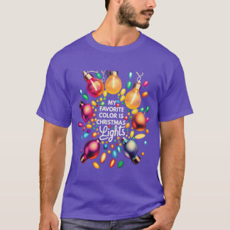 クリスマスツリーのライトが大好きなサンタクロース f tシャツ