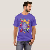 クリスマスツリーのライトが大好きなサンタクロース f tシャツ (正面フル)