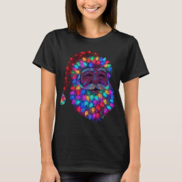 クリスマスツリーのライトで作られたサンタクロースの顔 Tシャツ