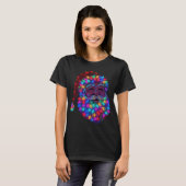 クリスマスツリーのライトで作られたサンタクロースの顔 Tシャツ (正面フル)