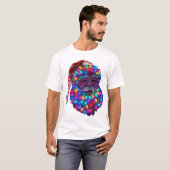 クリスマスツリーのライトで作られたサンタクロースの顔 Tシャツ (正面フル)
