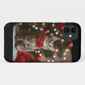 クリスマスツリーのライトとクリスマス カット猫 Case-Mate iPhoneケース (裏面(横))