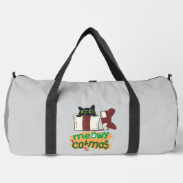 クリスマスツリーのライトに絡まった黒いサンタ猫 ダッフルバッグ