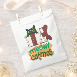 クリスマスツリーのライトに絡まった黒いサンタ猫 フェイバーバッグ