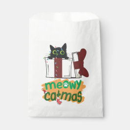 クリスマスツリーのライトに絡まった黒いサンタ猫 フェイバーバッグ