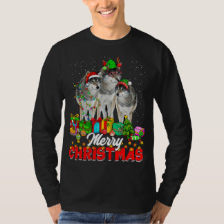 クリスマスツリーのライトクリスマスパジャマウルフ動物の値リスト Tシャツ