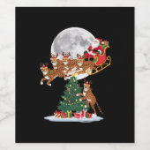 クリスマスツリーのライト 楽しいサンタのチーター乗り物 ワインラベル (シングルラベル)