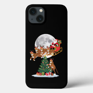 クリスマスツリーのライト 楽しいサンタのチーター乗り物 iPhone 13ケース