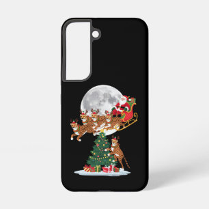 クリスマスツリーのライト 楽しいサンタのチーター乗り物 SAMSUNG GALAXY S22ケース