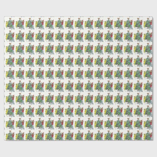 クリスマスツリーのラッピングペーパーを飾っているモンスター ラッピングペーパー (フラット)