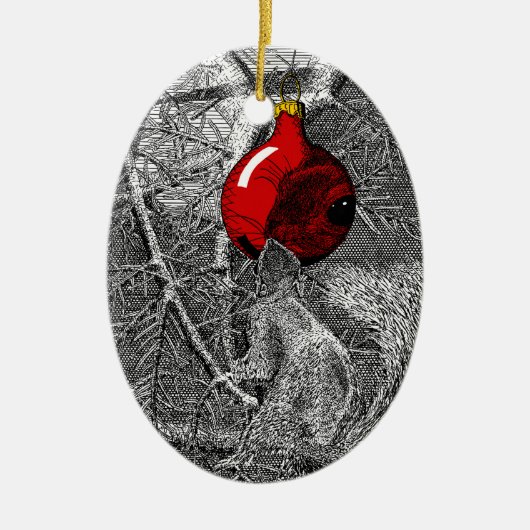 クリスマスツリーのリスオーナメント セラミックオーナメント (正面)