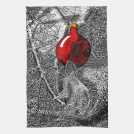 クリスマスツリーのリス キッチンタオル