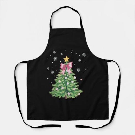 クリスマスツリーのリボン クリスマスの休日 エプロン (正面)