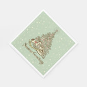 クリスマスツリーのロッキングホーススター スタンダードランチョンナプキン (角)