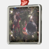 クリスマスツリーのロッキングホース メタルオーナメント (左)