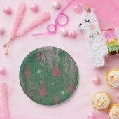 クリスマスツリーのヴィンテージの旧式で素朴な紙皿 ペーパープレート (パーティー)