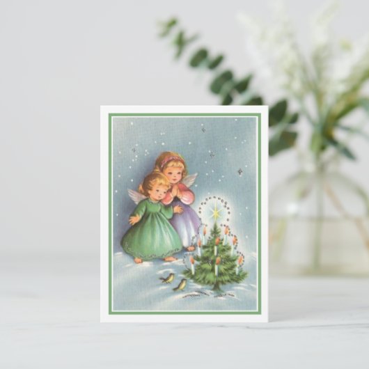 クリスマスツリーのヴィンテージクリスマスエンジェルガールズ シーズンカード (スタンド正面)