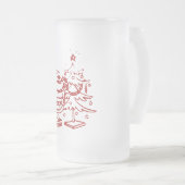 クリスマスツリーのヴィンテージ赤いサンタクロース フロストグラスビールジョッキ (正面右)