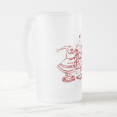クリスマスツリーのヴィンテージ赤いサンタクロース フロストグラスビールジョッキ (正面左)