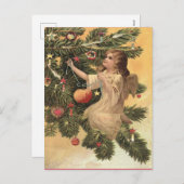 クリスマスツリーの上のビンテージ天使 シーズンポストカード (正面/裏面)