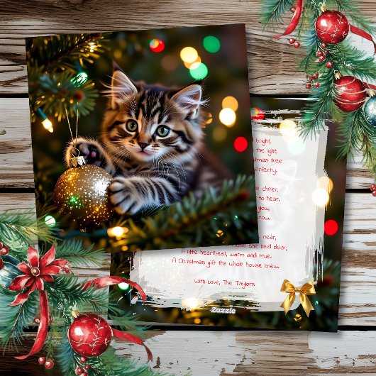 クリスマスツリーの上の小さな子猫 オーダーメイド シーズンカード