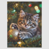 クリスマスツリーの上の小さな子猫 薄葉紙 (正面)
