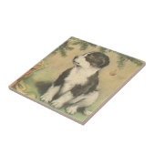 クリスマスツリーの下でヴィンテージクリスマス、かわいい子犬 タイル (側面)