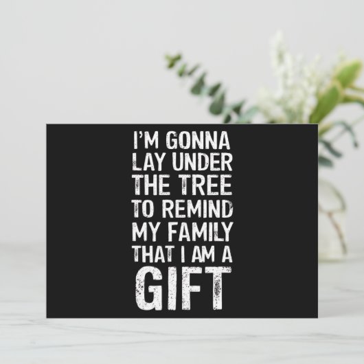 クリスマスツリーの下で家族のプレゼントを楽しむ シーズンカード (スタンド正面)