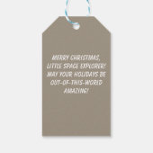 クリスマスツリーの下で秘密の宇宙飛行士のサンタの贈り物 ギフトタグ (裏面)