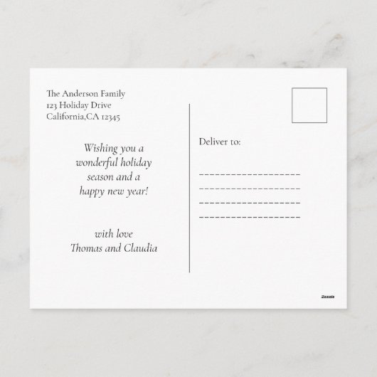 クリスマスツリーの下で秘密の宇宙飛行士のサンタの贈り物 シーズンポストカード (裏面)