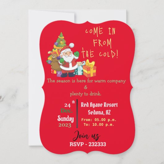 クリスマスツリーの下で 招待状 (正面)