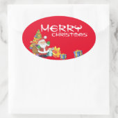 クリスマスツリーの下で 楕円形シール (バッグ)