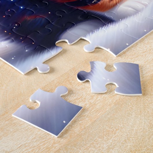 クリスマスツリーの下にかわいい子犬と猫 ジグソーパズル (側面)