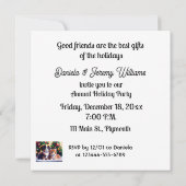 クリスマスツリーの下にかわいい子犬と猫 招待状 (裏面)