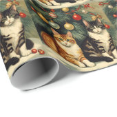 クリスマスツリーの下にかわいい猫たち猫好き ラッピングペーパー (ロールコーナー)