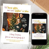 クリスマスツリーの下に来ない最高の贈り物 2 枚の写真 出産予定 シーズンカード